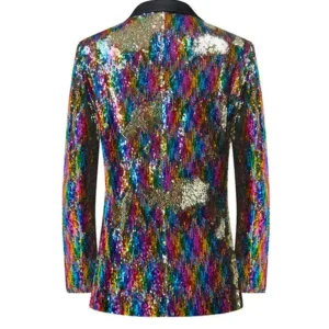 Mens Colorful Rainbow Slim Fit Sequin Tuxedo Back