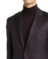 Mens Dark Brown Regular Fit Suit Collar