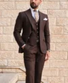 Mens Dark Brown Three Piece Formal Suit