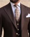 Mens Dark Brown Three Piece Formal Suit Closure