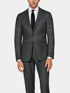 Mens Dark Grey 2 Piece Slim Fit Wedding Suit