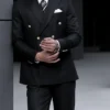 Mens Double Breasted Jet Black Formal Suit