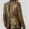 Mens Emiliano Skinny Fit Gold Floral Sequin Suit Back
