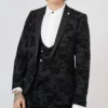 Mens Fleet Skinny Fit Black Floral Tuxedo 