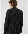 Mens Fleet Skinny Fit Black Floral Tuxedo Back