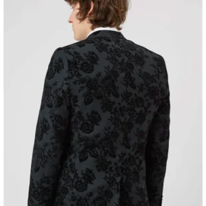 Mens Fleet Skinny Fit Black Floral Tuxedo Back