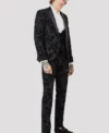 Mens Fleet Skinny Fit Black Floral Tuxedo Stand Up