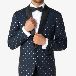 Mens Goldy Dots Blue Stylish Tuxedo