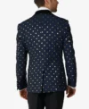 Mens Goldy Dots Blue Stylish Tuxedo Back