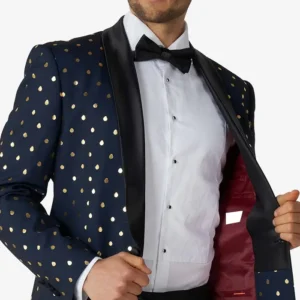 Mens Goldy Dots Blue Stylish Tuxedo Closure