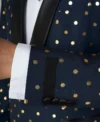Mens Goldy Dots Blue Stylish Tuxedo Sleeves