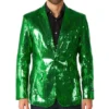 Mens Green 2 Piece Stylish Sequin Suit