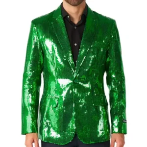 Mens Green 2 Piece Stylish Sequin Suit