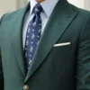 Mens Green Tailored Slim Fit 2 Piece Suit Collar
