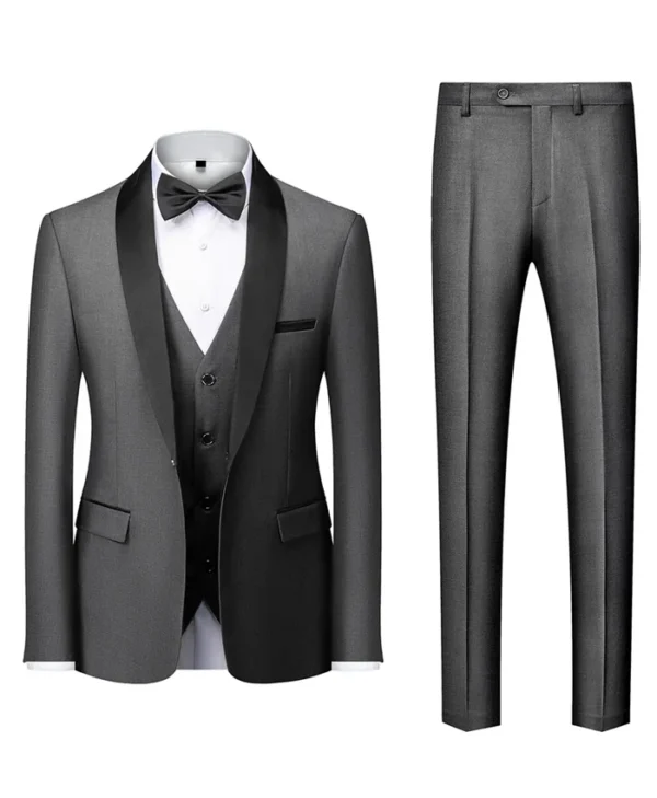 Mens Grey Shawl Lapel 3 Pieces Tuxedo