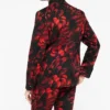 Mens Heron Slim Fit Red Floral Cotton Suit Back