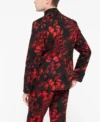 Mens Heron Slim Fit Red Floral Cotton Suit Back