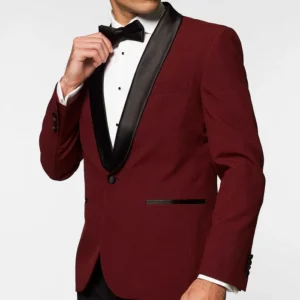 Mens Hot Burgundy Two Piece Slim Fit Suit