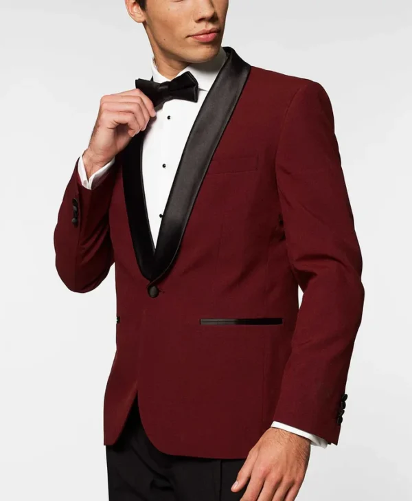 Mens Hot Burgundy Two Piece Slim Fit Suit