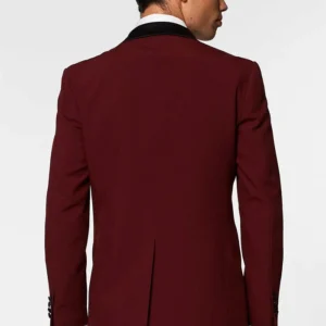 Mens Hot Burgundy Two Piece Slim Fit Suit Back