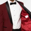 Mens Hot Burgundy Two Piece Slim Fit Suit Closure