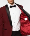 Mens Hot Burgundy Two Piece Slim Fit Suit Closure