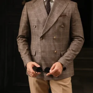 Mens Light Brown And cream Mixed Two Piece Suit