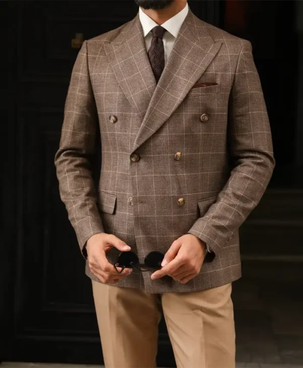 Mens Light Brown And cream Mixed Two Piece Suit