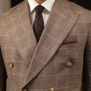 Mens Light Brown And cream Mixed Two Piece Suit Collar