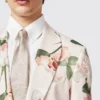 Mens Lincoln Skinny Fit Pink Floral Cotton Suit Collar