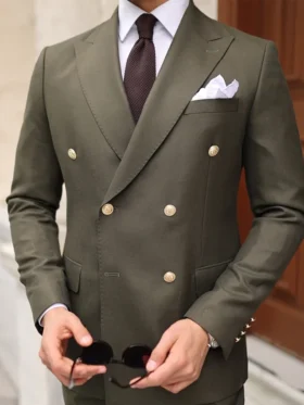 Mens Military Green Two Piece Suit
