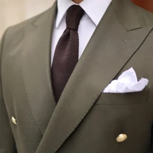 Mens Military Green Two Piece Suit Collar