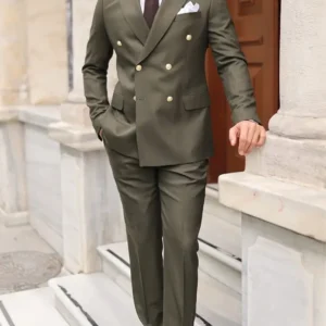 Mens Military Green Two Piece Suit Stand
