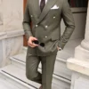 Mens Military Green Two Piece Suit Walking