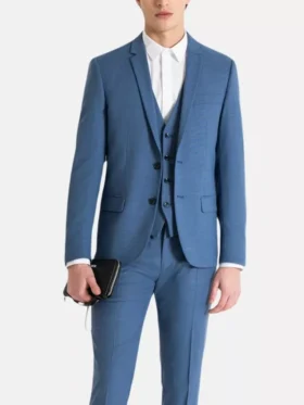 Mens Modern 3 Piece Suit Blue Slim Fit Suits