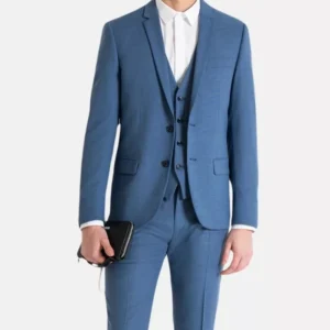Mens Modern 3 Piece Suit Blue Slim Fit Suits