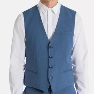 Mens Modern 3 Piece Suit Blue Slim Fit Suits Vest
