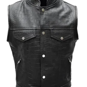 Mens Motorcycle Alligator Leather Vest