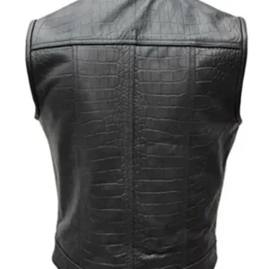 Mens Motorcycle Alligator Leather Vest Back