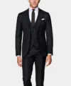 Mens Navy Blue 3 Piece Slim Fit Suit