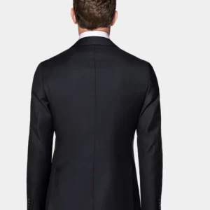 Mens Navy Blue 3 Piece Slim Fit Suit Back
