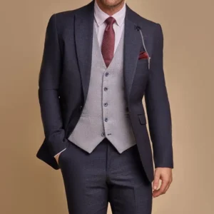 Mens Navy Blue 3 Piece Stylish Suit