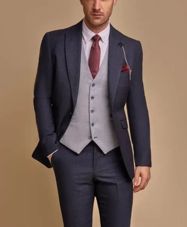 Mens Navy Blue 3 Piece Stylish Suit