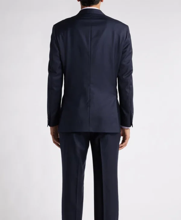 Mens Navy Blue Classic 2 Piece Suit Back