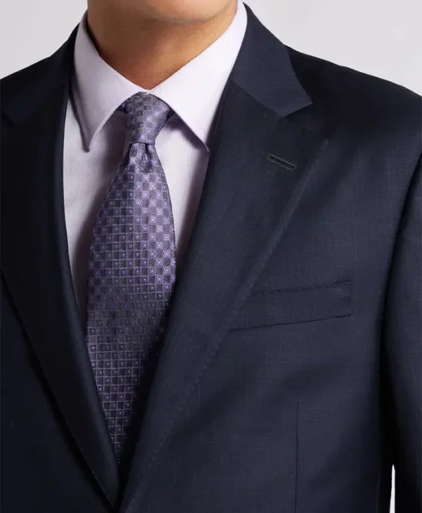 Mens Navy Blue Classic 2 Piece Suit Collar