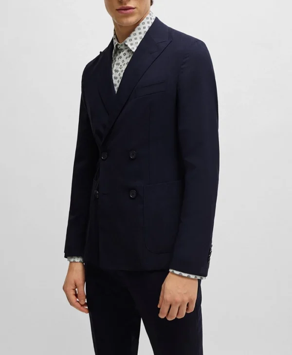 Mens Navy Blue Double Breasted 2 Piece Suit