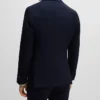 Mens Navy Blue Double Breasted 2 Piece Suit Back