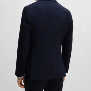 Mens Navy Blue Double Breasted 2 Piece Suit Back
