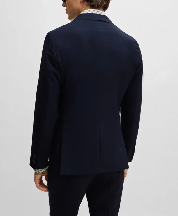 Mens Navy Blue Double Breasted 2 Piece Suit Back
