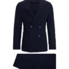 Mens Navy Blue Double Breasted 2 Piece Suit Dual